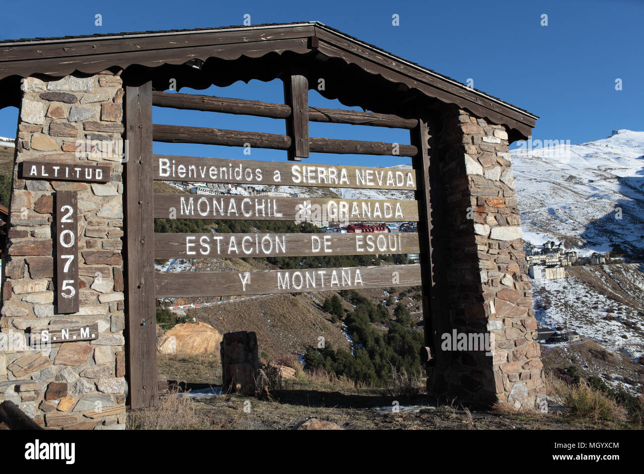 Willkommen auf Sierra Nevada, Provinz Granada, Spanien Stockfoto