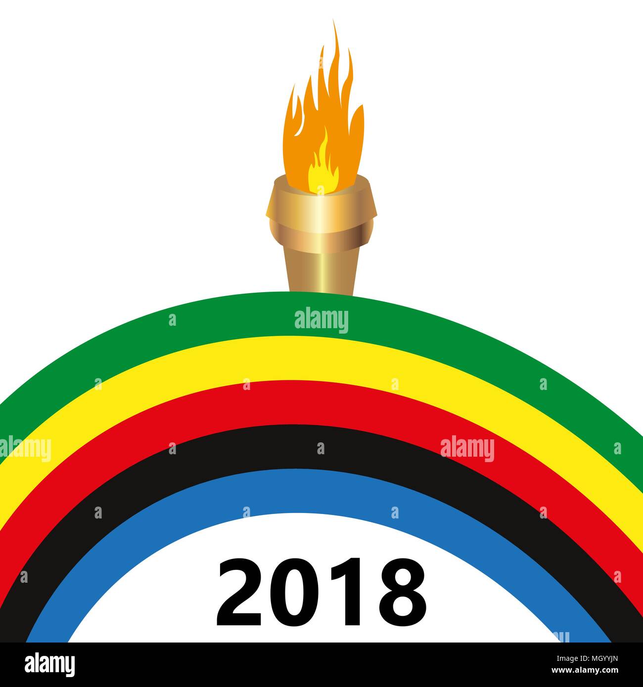 Bunte Streifen und eine brennende Fackel 2018 Stock Vektor