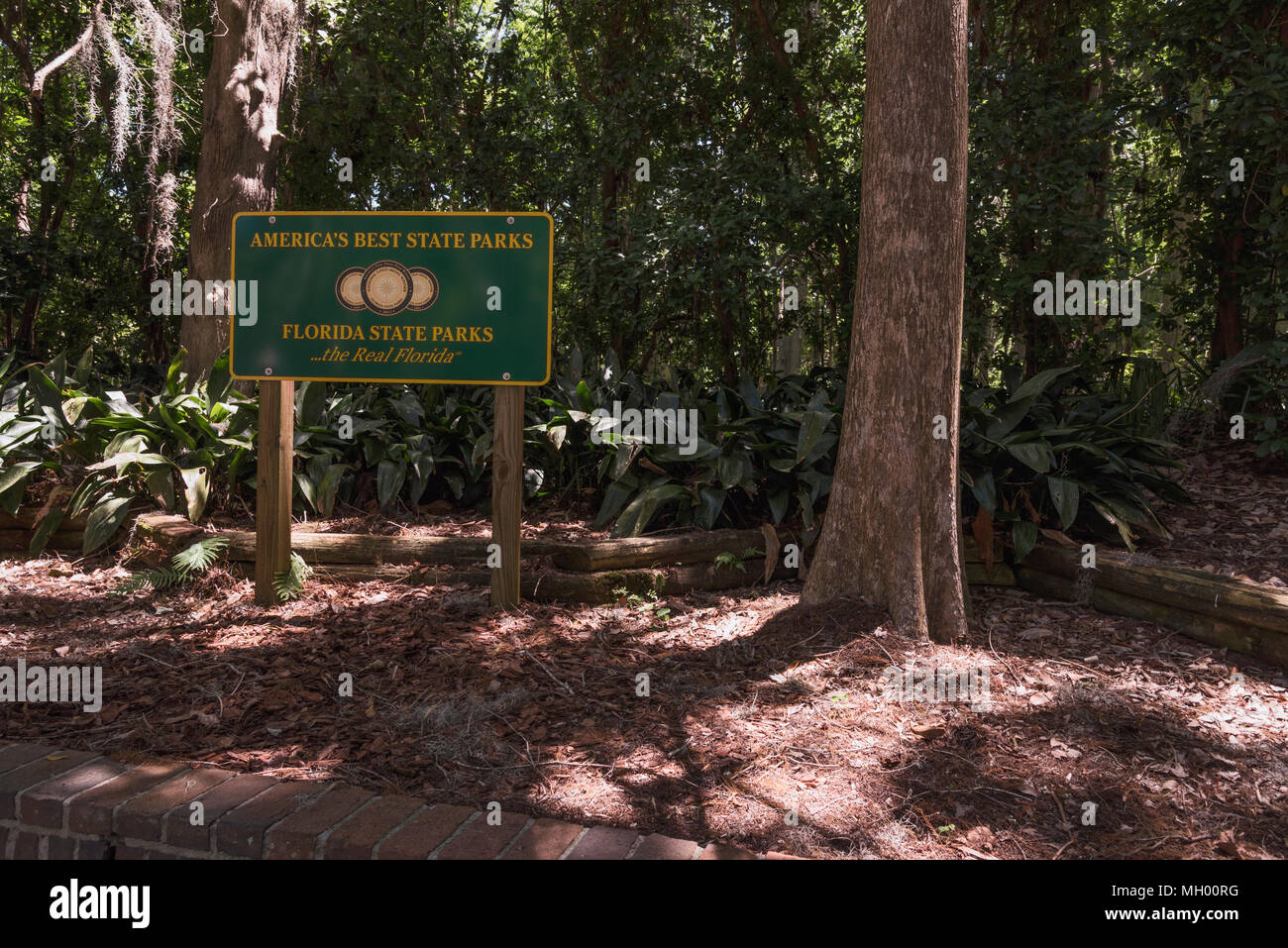 Americas Best State Parks Billboard erklärte Florida State Parks der realen Florida... Amerika zuerst drei Mal Sieger. Stockfoto