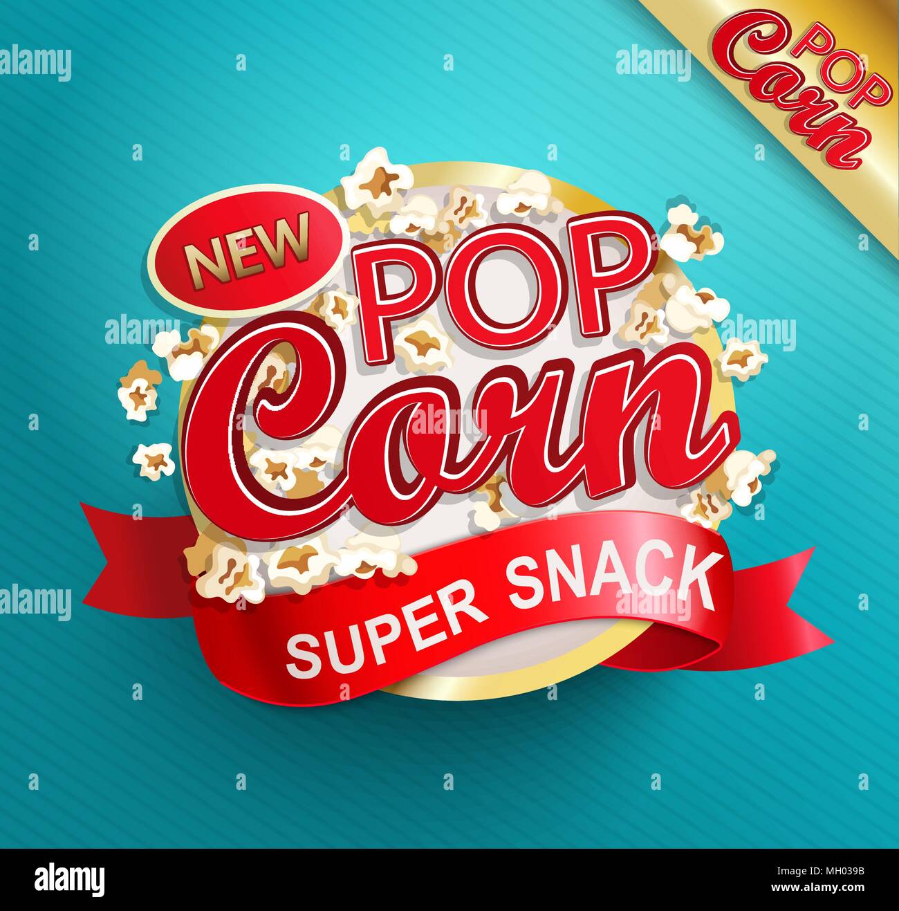 Popcorn Etikett, Symbol oder Zeichen. Vectot Abbildung: super Snack für Ihr Design. Stock Vektor