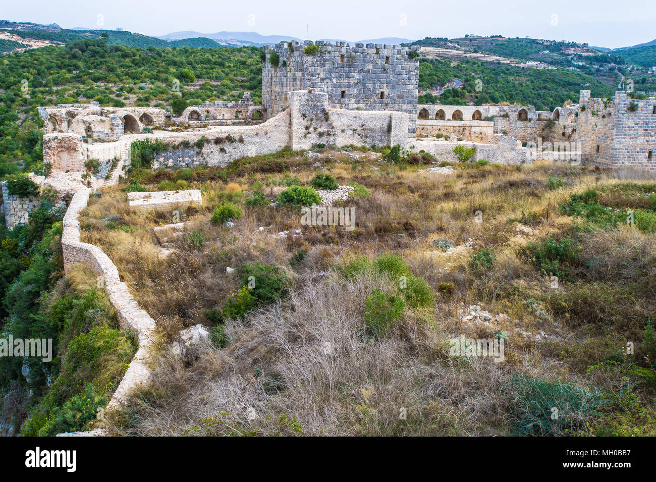 Die Nimrod Festung oder Nimrod Festung, eine mittelalterliche Festung in der nördlichen Golanhöhen gelegen, auf einem Bergkamm, der ca. 800 m (2600 Fuß) über Stockfoto