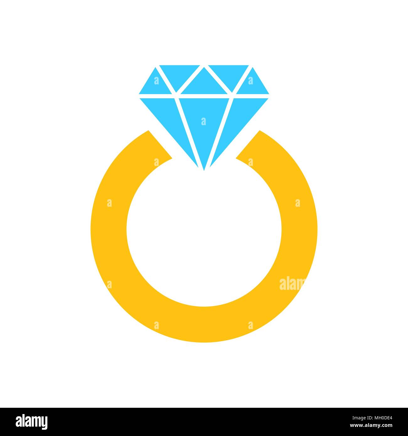 Ring mit Diamant vektor Icon im flachen Stil. Gold Schmuck Ring Abbildung auf weißem Hintergrund isoliert. Engagement Geschäftskonzept. Stock Vektor