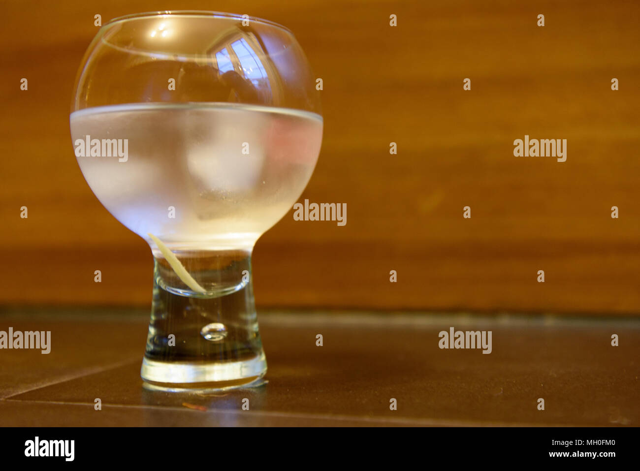 Glas Gin und Tonic mit Eiswürfel Stockfoto