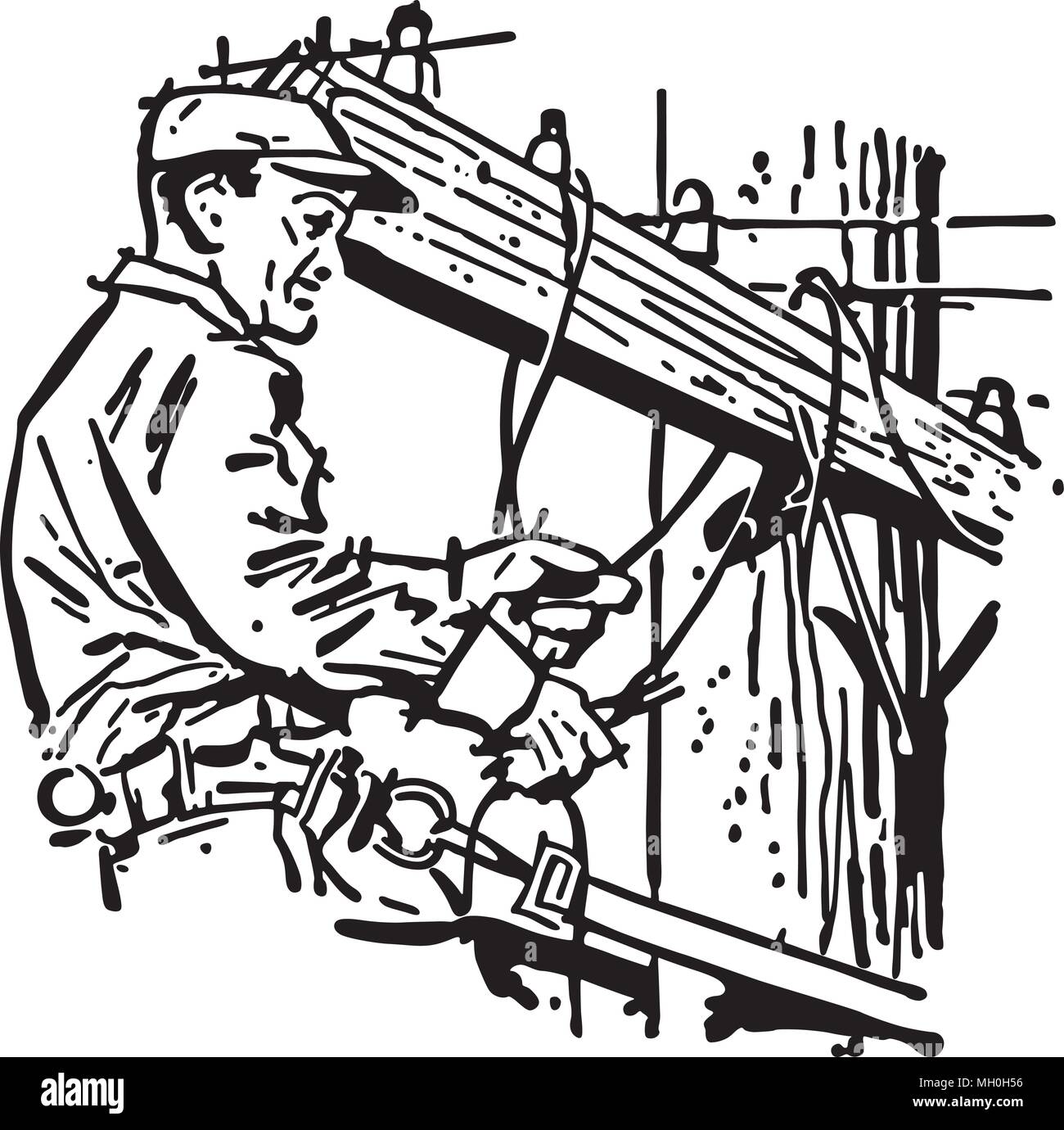 Wichita Lineman - Retro Clipart Illustration Stock Vektor