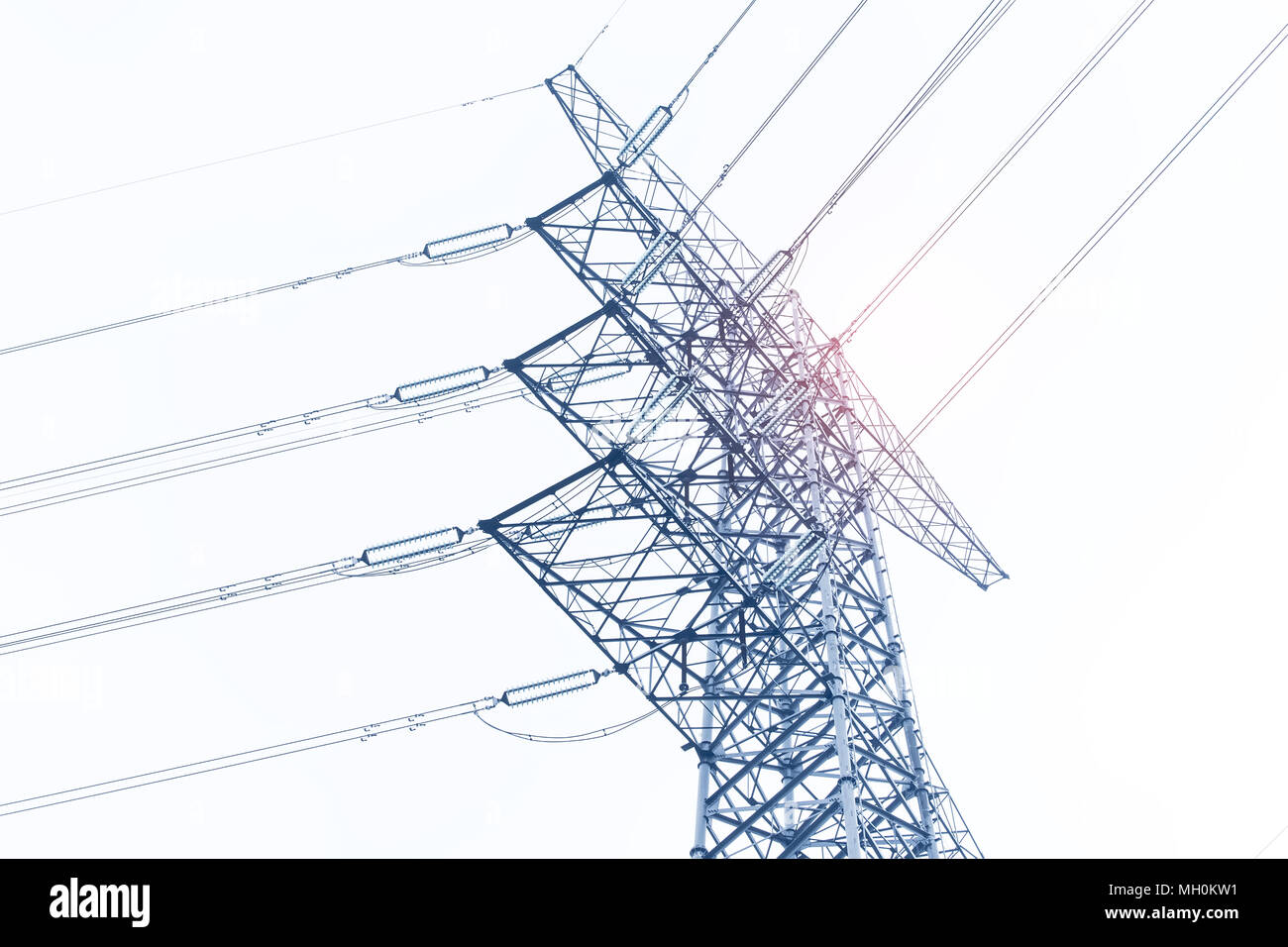 Hohe Spannung des elektrischen Getriebes Turm Stockfoto