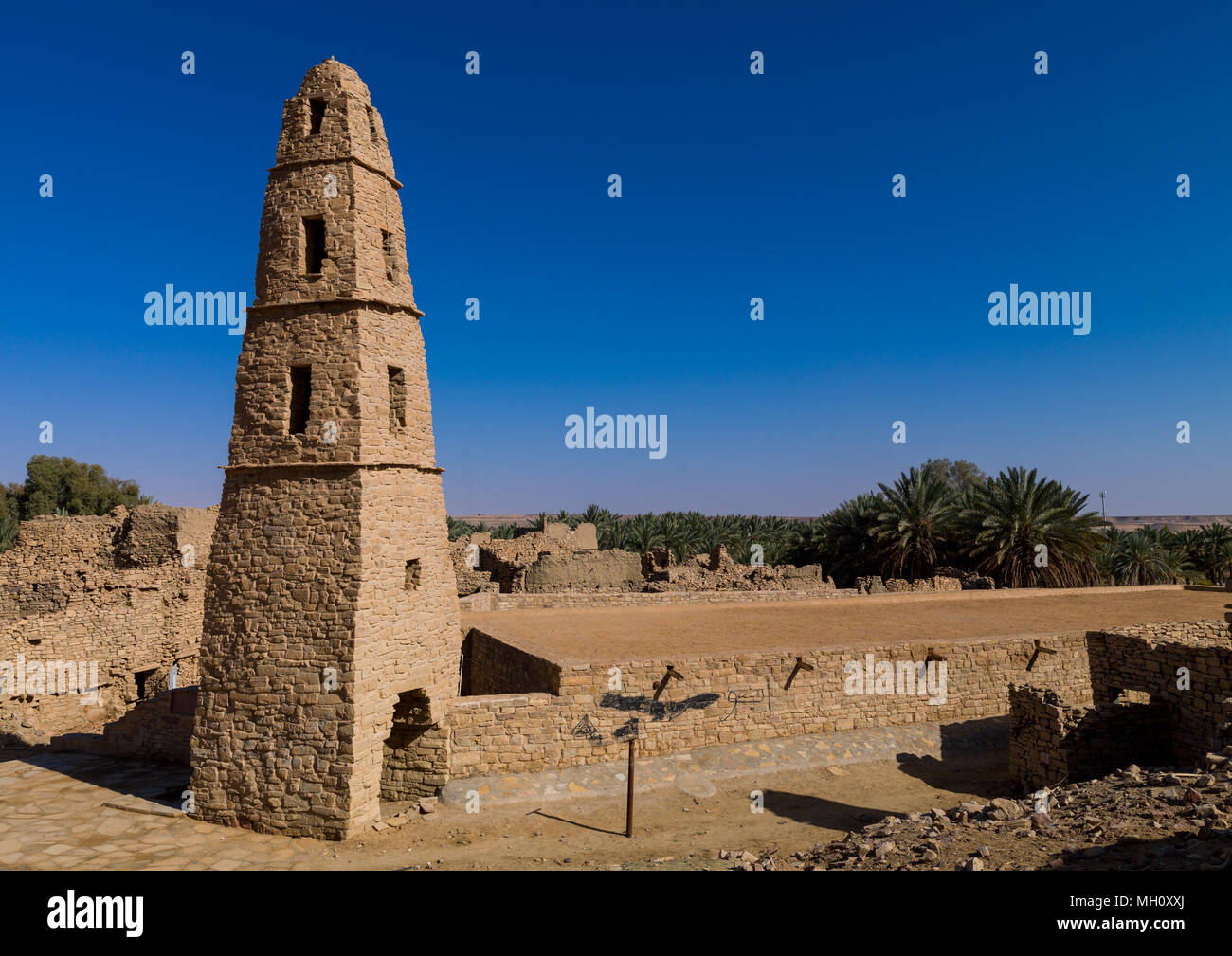 Omar Ibn al-Khattab Moschee Minarett, Provinz Al-Jawf, dumat Al-Jandal, Saudi-Arabien Stockfoto