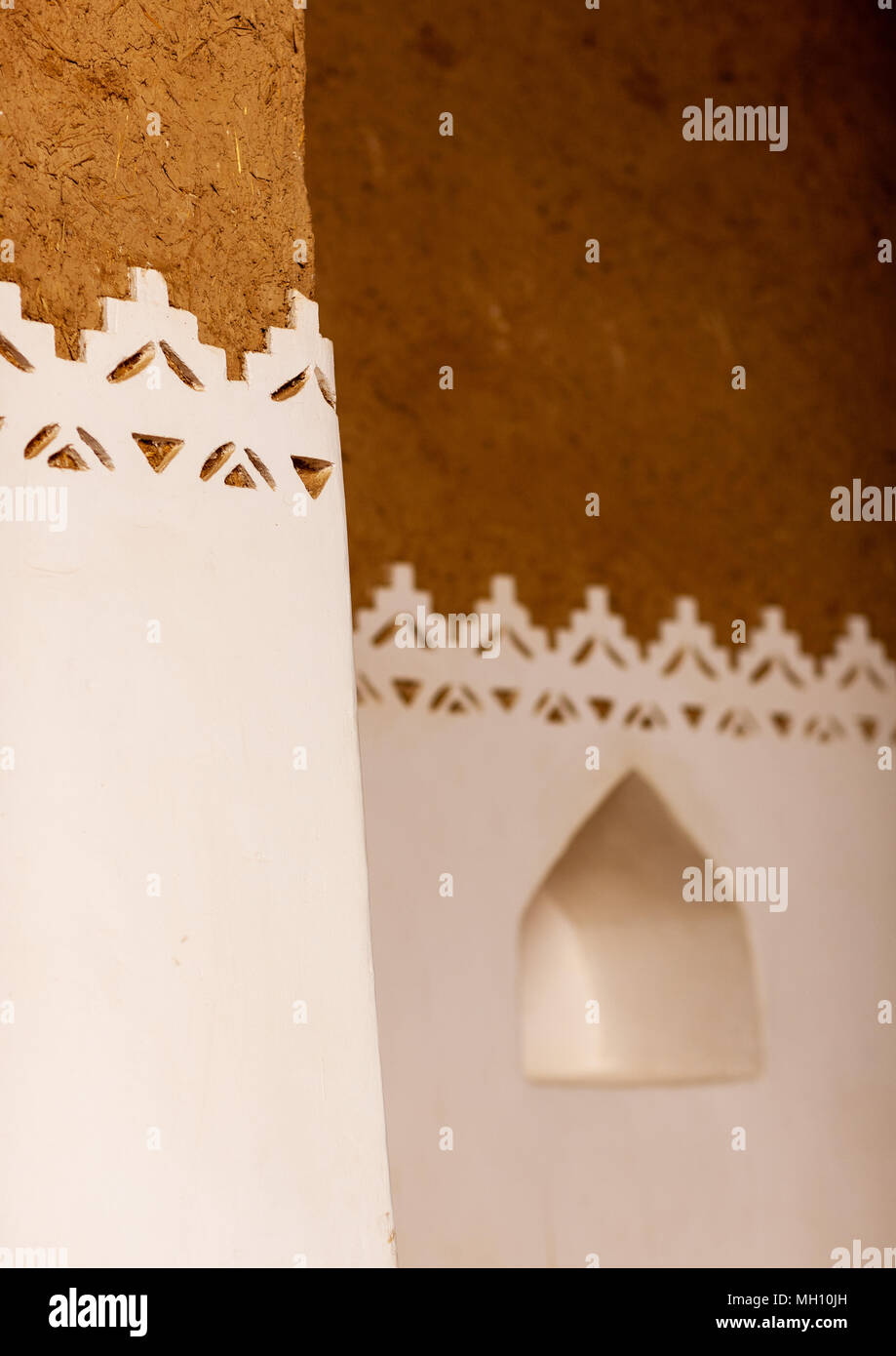 Al Masmak Fort Wanddekoration, Riad, Riyadh, Saudi Arabien Stockfoto