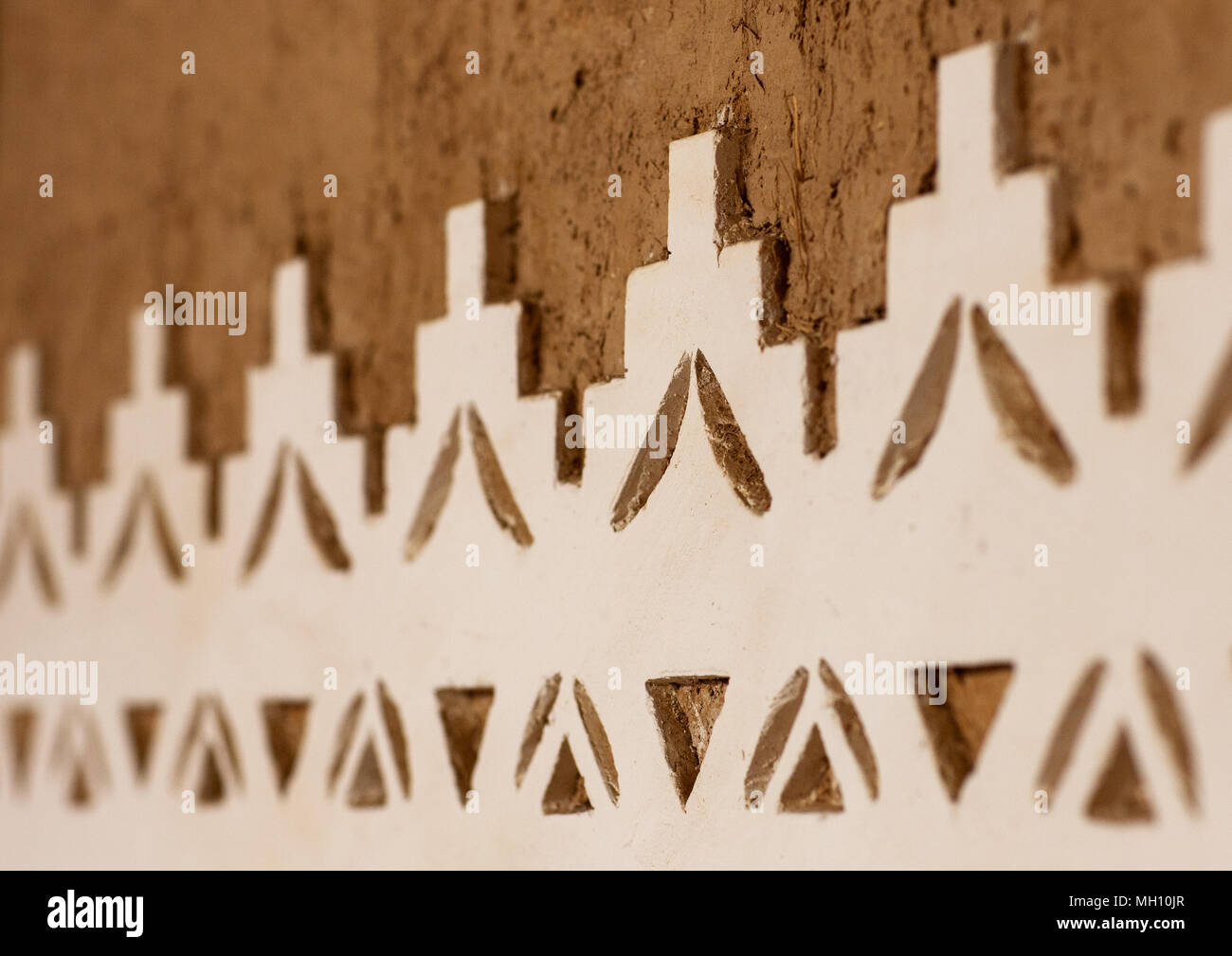 Al Masmak Fort Wanddekoration, Riad, Riyadh, Saudi Arabien Stockfoto