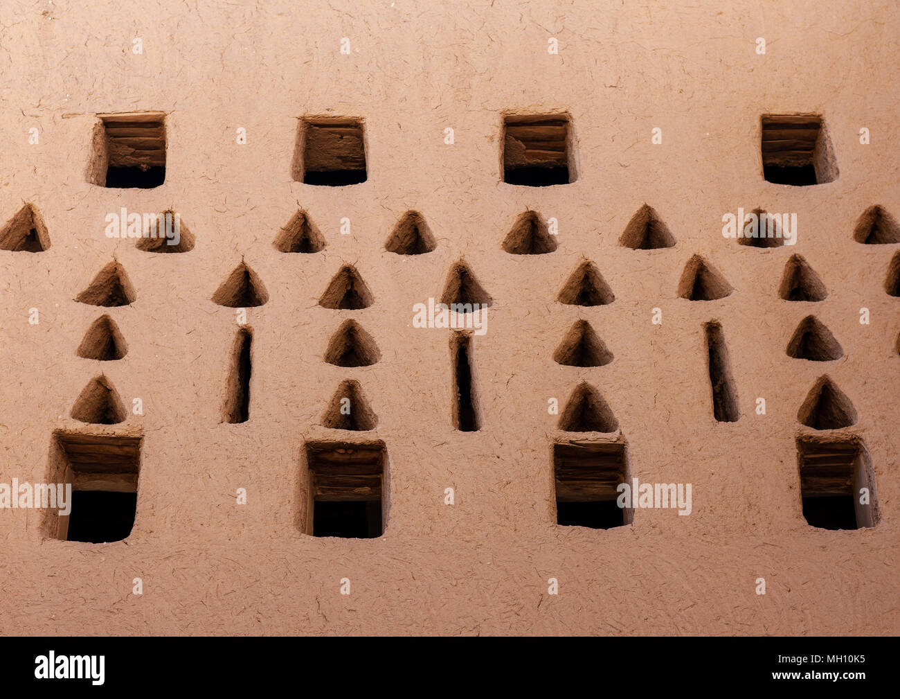 Al Masmak Fort Lüftungsfenster, Riad, Riyadh, Saudi Arabien Stockfoto