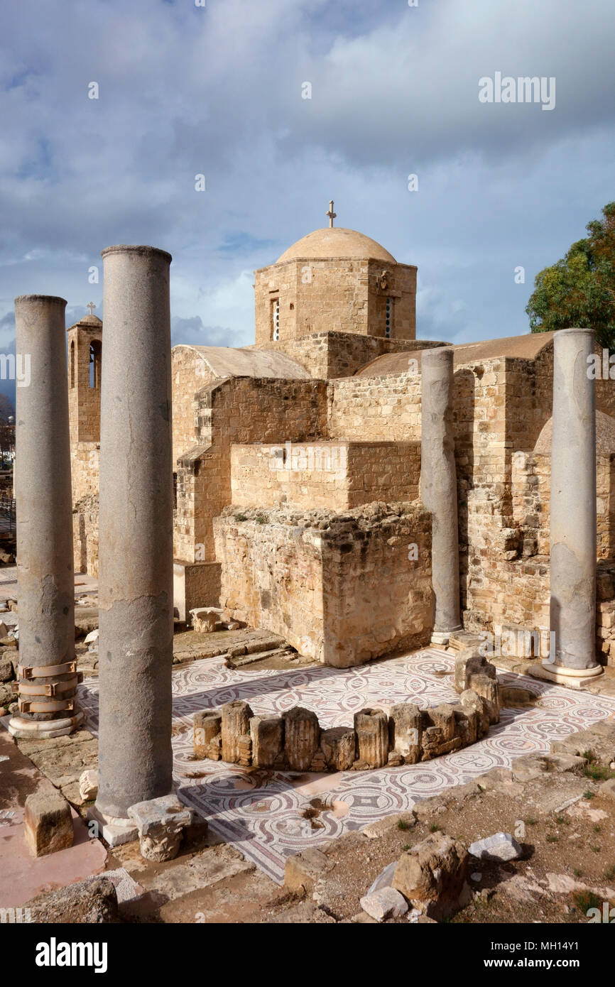 Agia Kyriaki, Hrysopolitissa Basilika und St. Pauls Säule, Paphos, Zypern Stockfoto