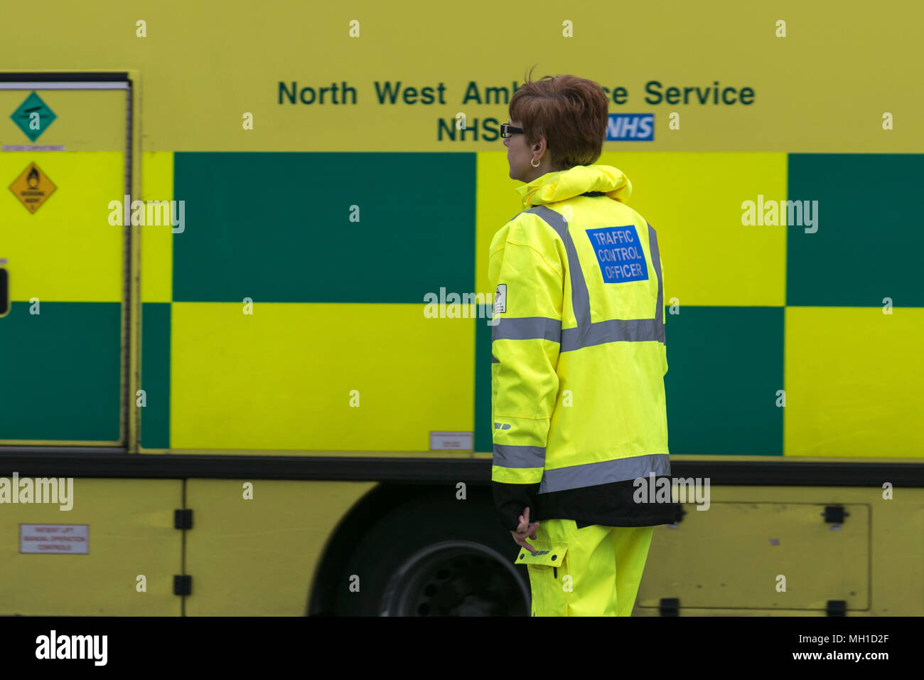 Traffic Control Officer am Transport Rallye in Blackpool, Großbritannien Stockfoto