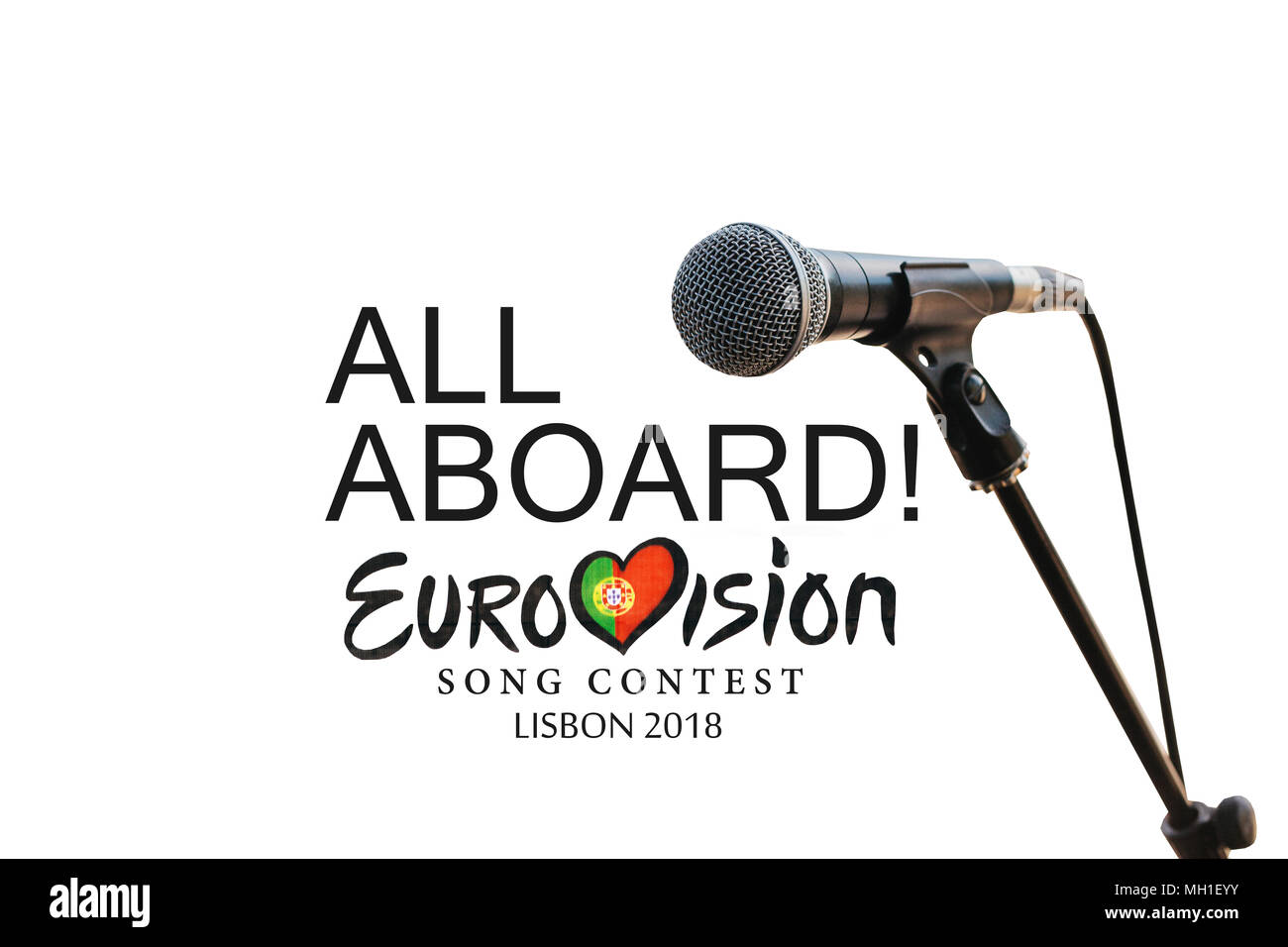 Abbildung: auf weißem Hintergrund Eurovision Song Contest 2018 Lissabon. Stockfoto