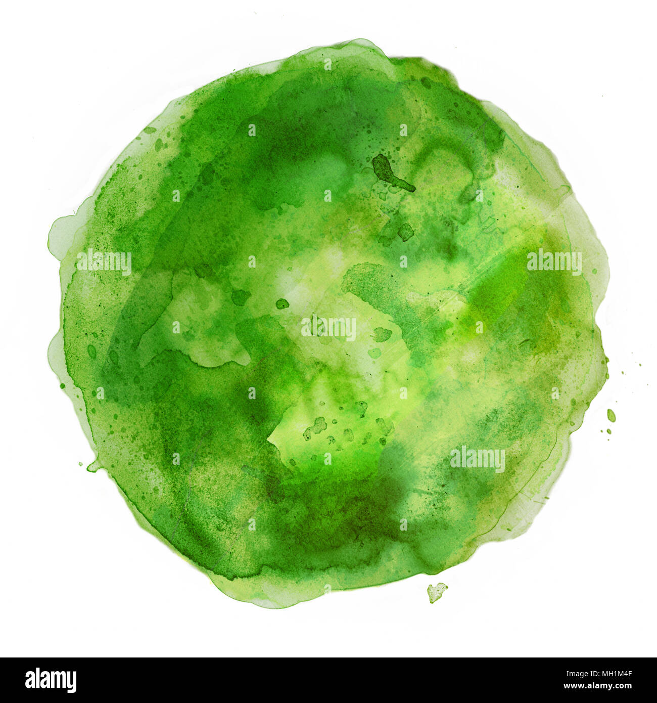 Grüne Aquarell blot Stockfoto