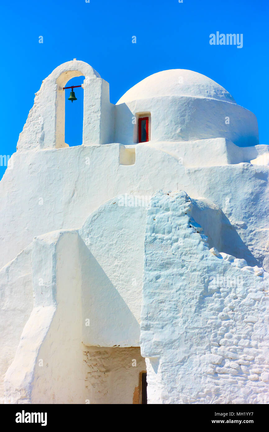 Weiß Panagia Paraportiani Kirche in Mykonos, Griechenland Stockfoto
