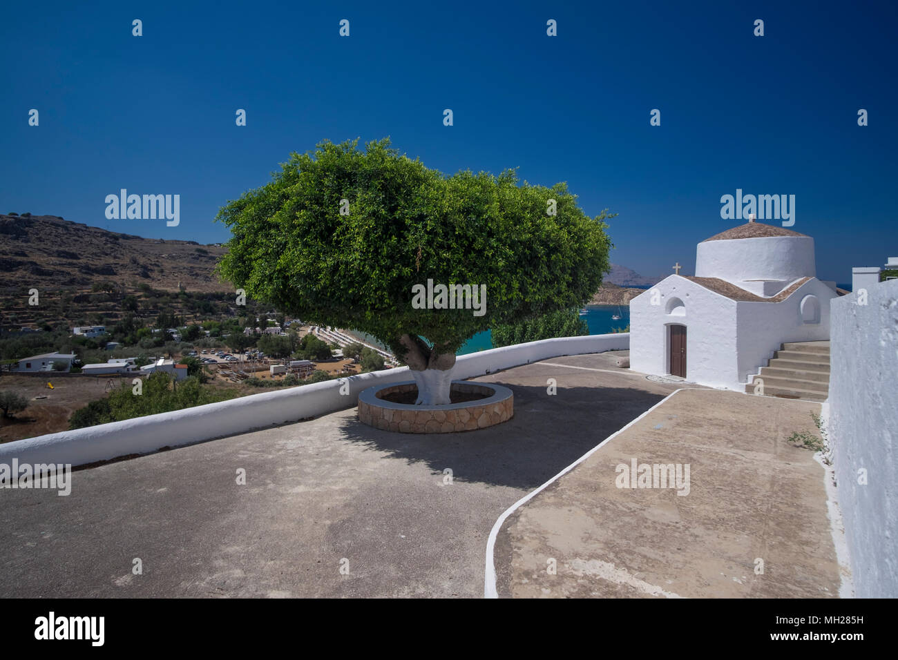 Kapelle St. Georg, Lindos, Rhodes, Griechenland Stockfoto