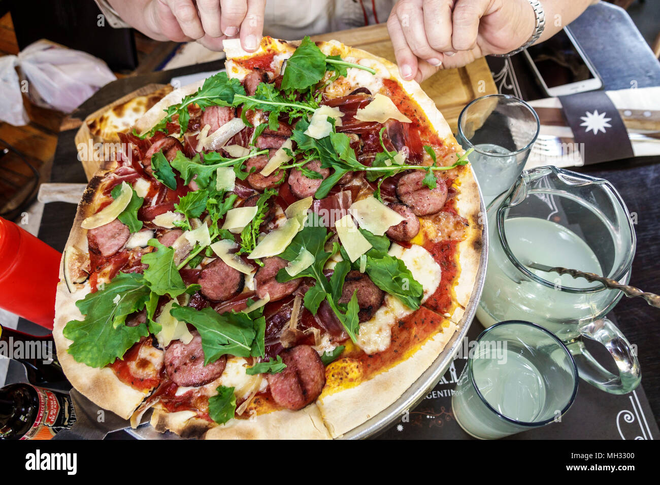 Mexiko-Stadt, Mexikanisch, Hispanic, historisches Zentrum, Argentalia, Restaurant Restaurants Essen Essen Essen Café Cafés, Essen, Pizza, Rugula MX180305143 Stockfoto