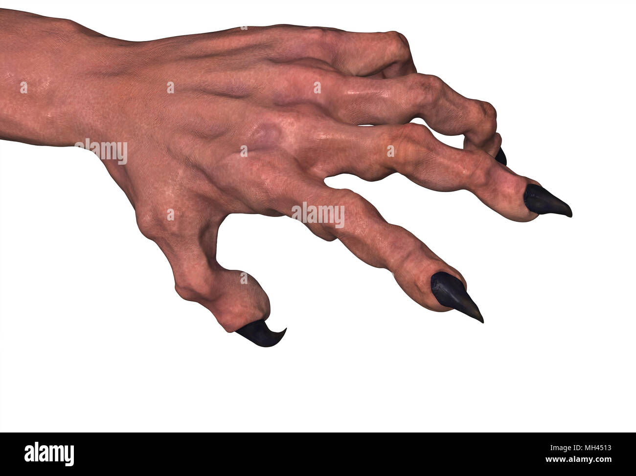 Krallen 3d Monster hand Modell, über Weiß Stockfoto