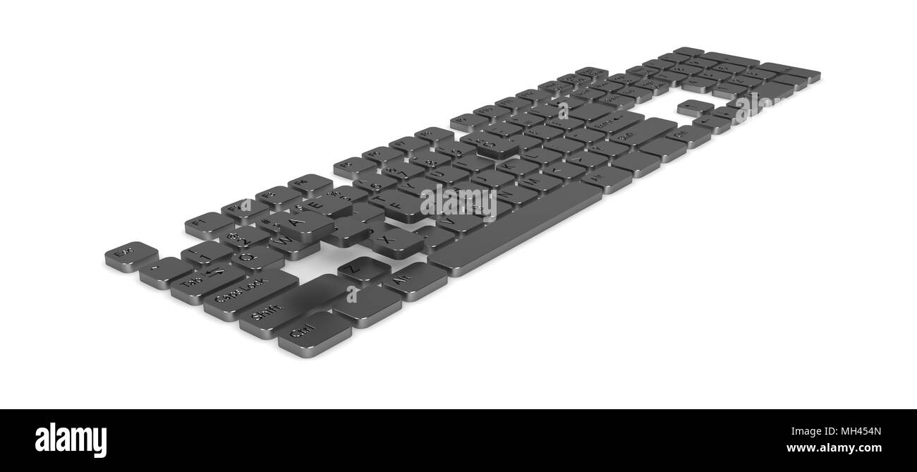 Computer Tastatur Taste Elemente, 3d, über Weiß Stockfoto