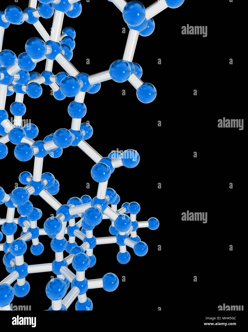 Isolierte 3d-molekülmodell abstrakt, vertikale Hintergrund Stockfoto