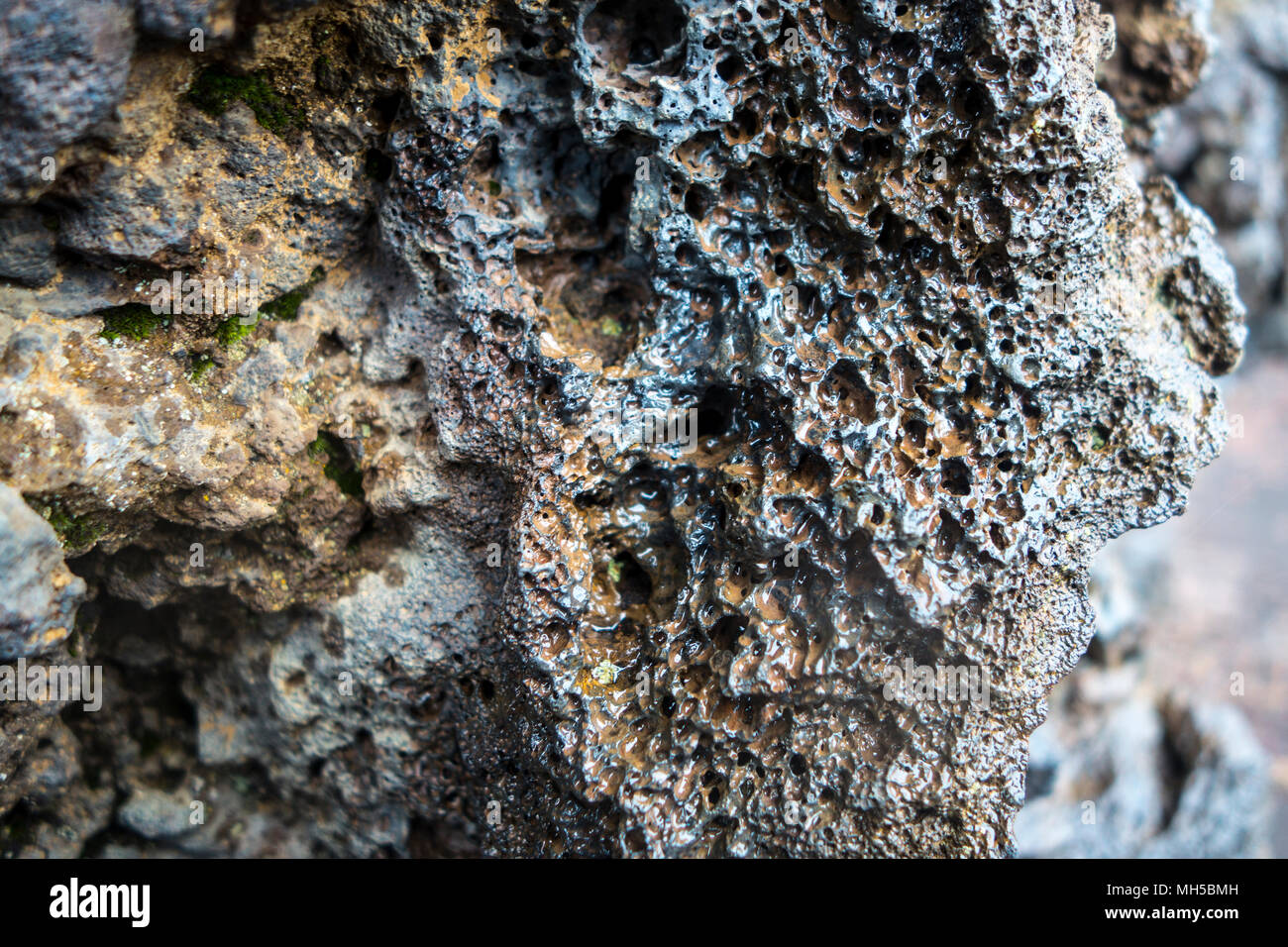 Geschmolzenes Gestein formen einmal vulkanischen heißen Magma Lava Stockfoto