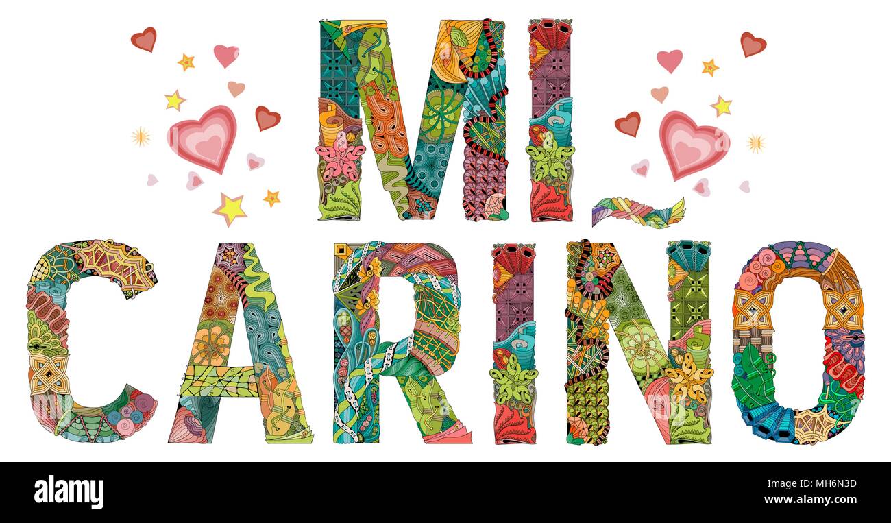 Handgemalte Kunst Design Abbildung Wort Mi Carino Gezeichnet Mein Lieber In Spanisch Fur T Shirt Und Andere Dekoration Stock Vektorgrafik Alamy