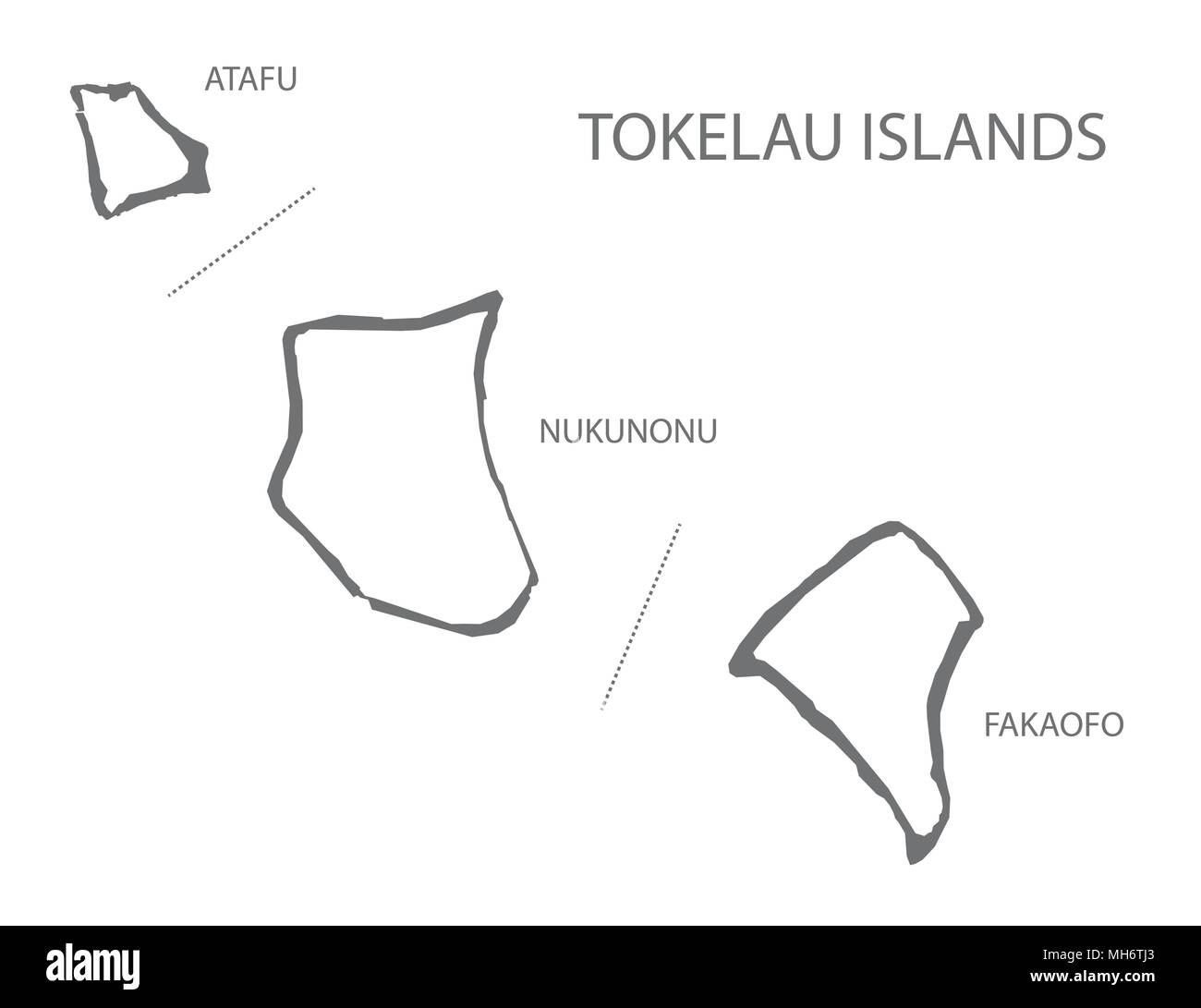 Atafu Nukunonu und Fakaofo Insel Karten von Tokelau Grau Abbildung Stock Vektor