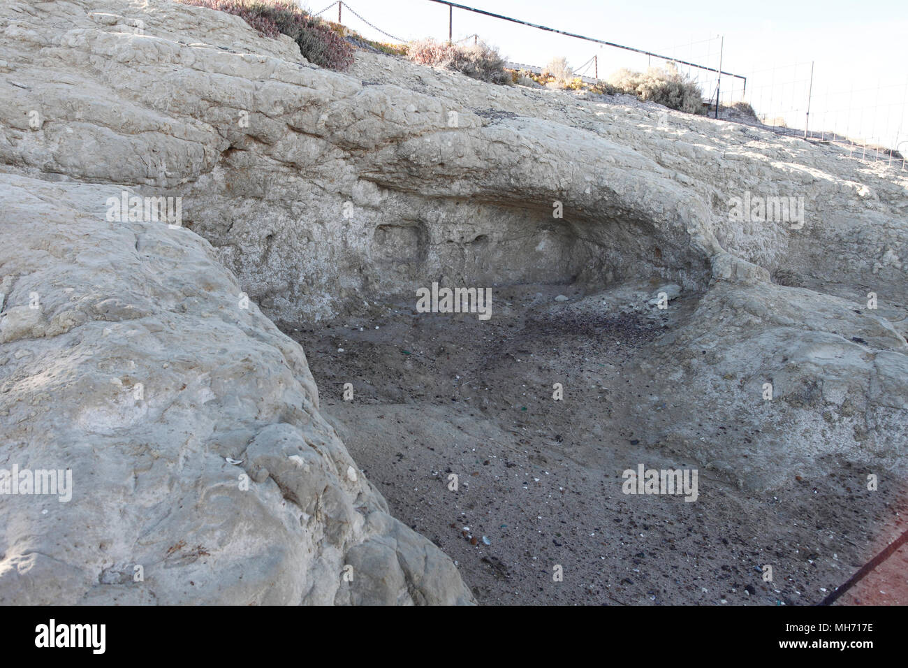 Die ursprüngliche Höhlen, die Walisische Siedler, gehackt und lebte in. Punta Cuevas, Puerto Madryn. 1865. Stockfoto