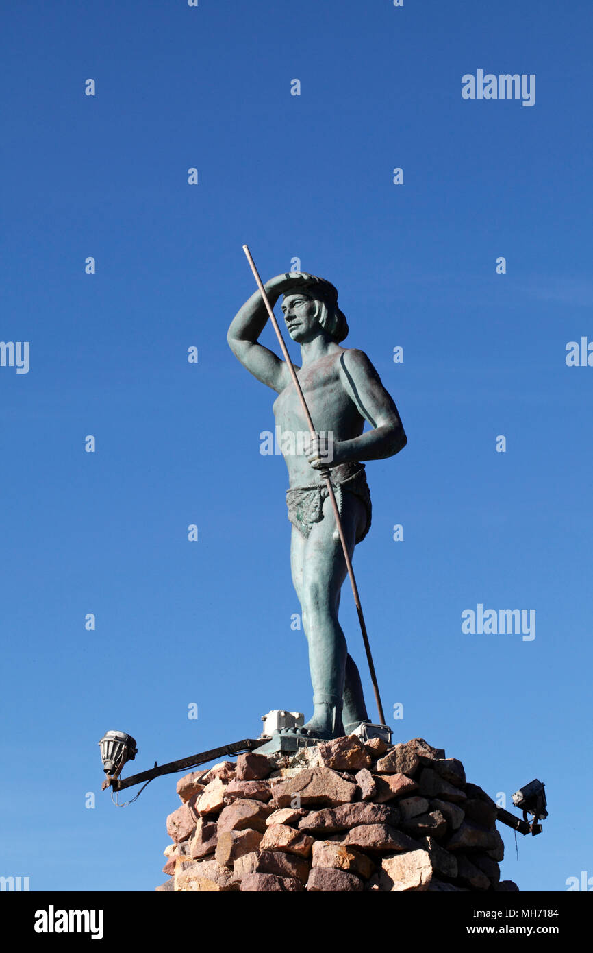 Tehuelche indian Statue in Punta Cuevas Stockfoto