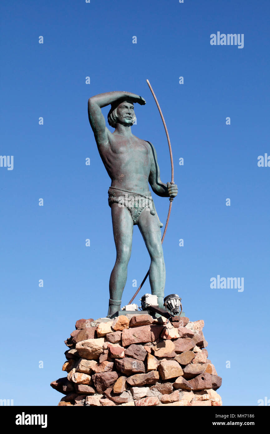 Tehuelche indian Statue in Punta Cuevas Stockfoto