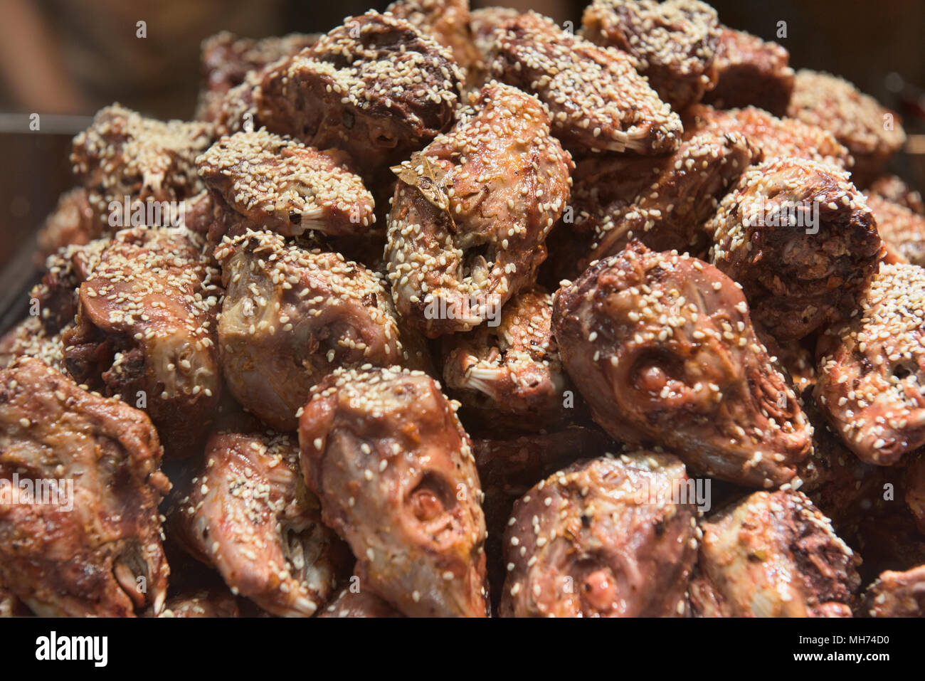 Kaninchen Kopf, eine Spezialität von Chengdu, Sichuan, China Stockfoto