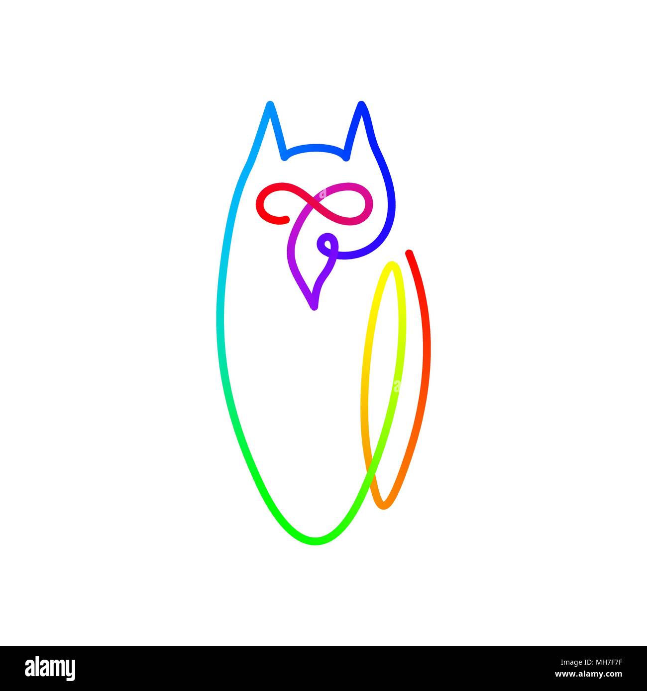 Vektor kontinuierliche Zeichnung Vogel Eule. Eule Logo Design Stock Vektor