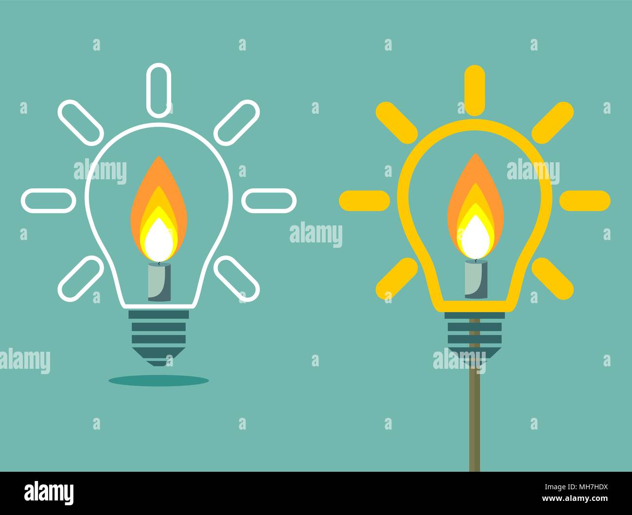 Kerze auf Glühbirne zwei Variante Stock Vektor