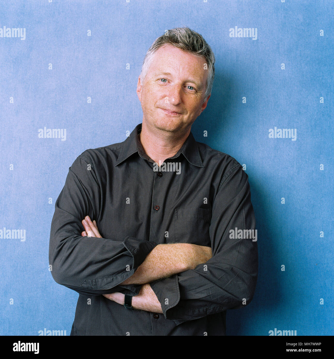 Billy Bragg, englischer Sänger, Songschreiber und linker Aktivist in West London, England, Vereinigten Königreich fotografiert. Stockfoto