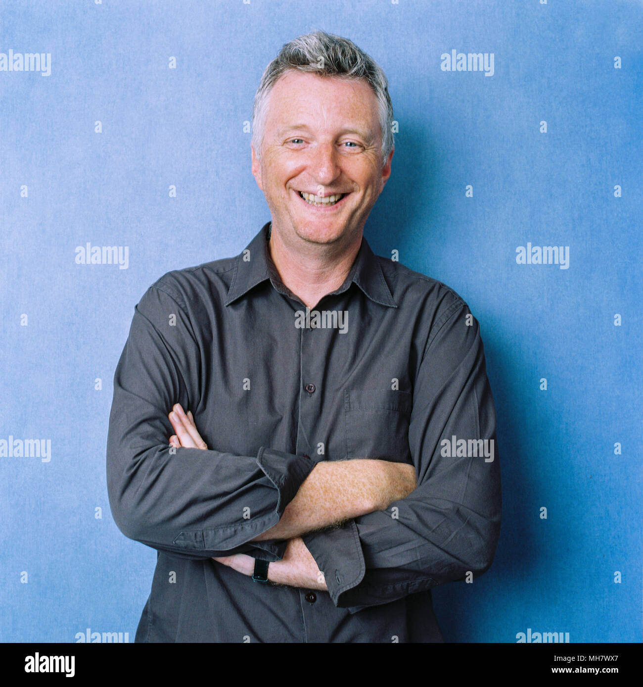 Billy Bragg, englischer Sänger, Songschreiber und linker Aktivist in West London, England, Vereinigten Königreich fotografiert. Stockfoto