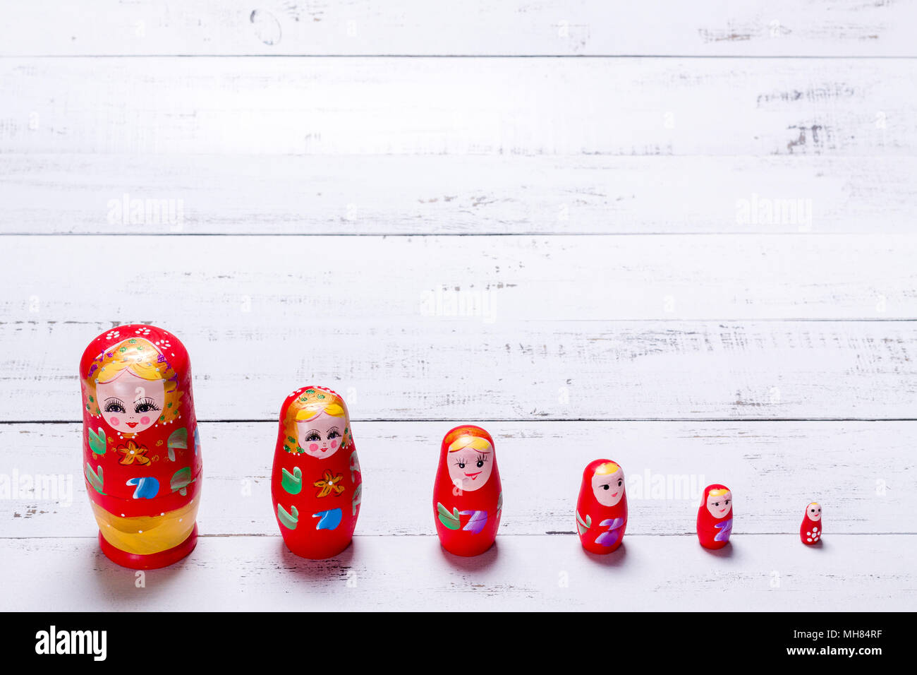 Traditionelle russische Puppen genannt Matrjoschka. Stockfoto