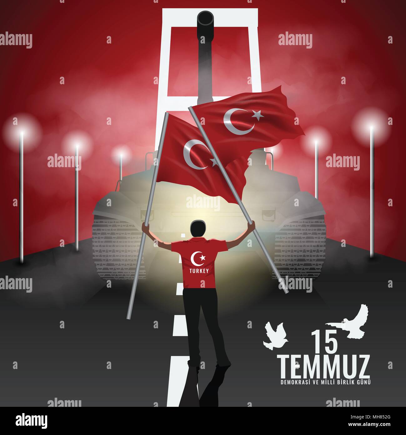 Vektor 15 Juli Der Turkei Ubersetzung Des Titels In Der Turkischen Ist Der 15 Juli Die Demokratie Und Die Nationale Einheit Der Turkei Stock Vektorgrafik Alamy