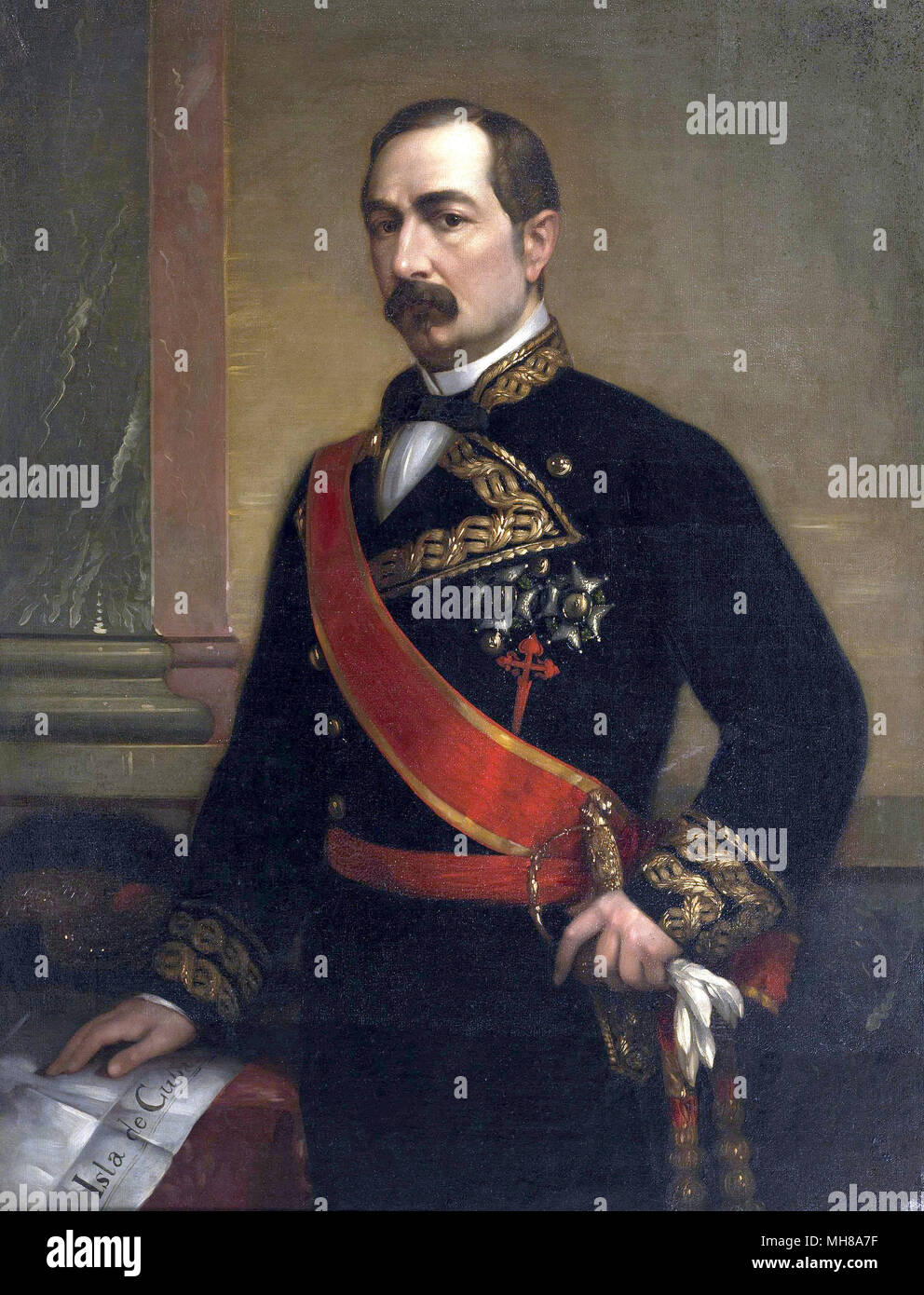 José Gutiérrez de la Concha, 1 Marquis von Havanna, 1st Viscount von Kuba, Grande von Spanien (1809 - 1895) spanischer Adliger, General und Politiker, der einmal als der Ministerpräsident von Spanien serviert. Stockfoto