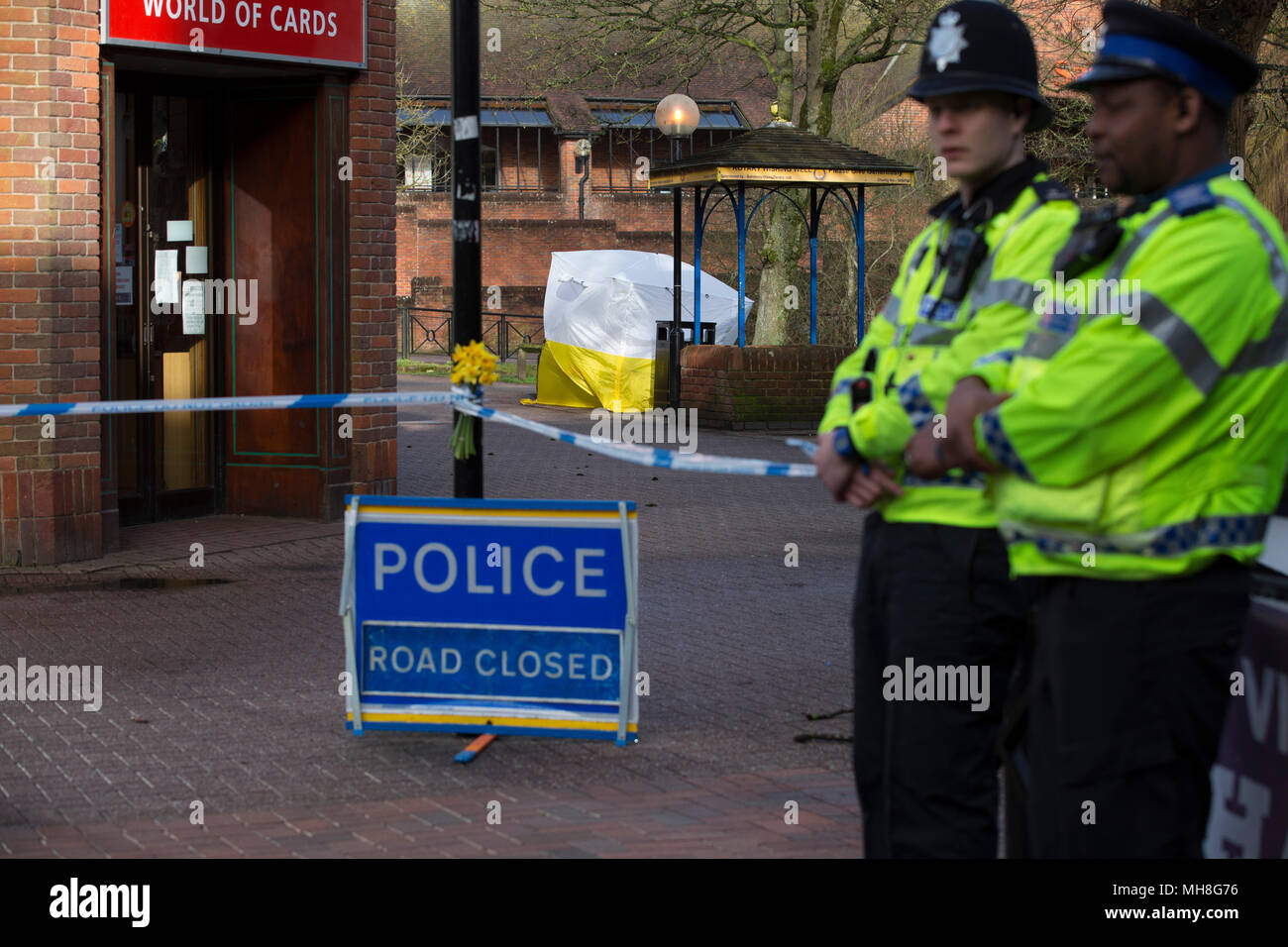 Maltings Einkaufszentrum in Salisbury, wo Sergej Skripal und seine Tochter. Julia wurden, nachdem sie mit Nerv Agent 'novichok' vergiftet gefunden, Großbritannien Stockfoto