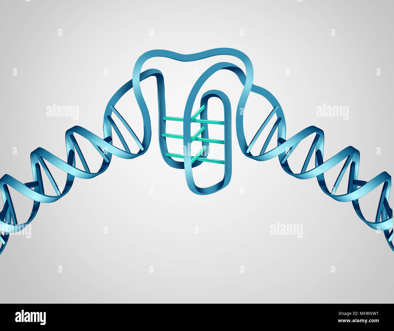 Ich Motiv neue DNA-Entdeckung als Wissenschaft und Biologie Konzept wie eine molekulare Struktur als 3D-Darstellung. Stockfoto