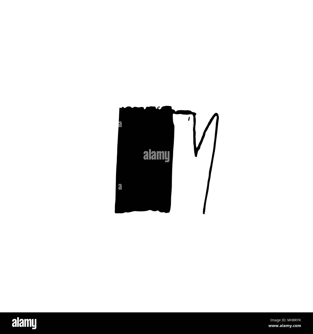 Schreiben M. handschriftlich von trockenen Bürste. Grobe Anschläge texturierte Fonts. Vector Illustration. Grunge style Alphabet. Stock Vektor