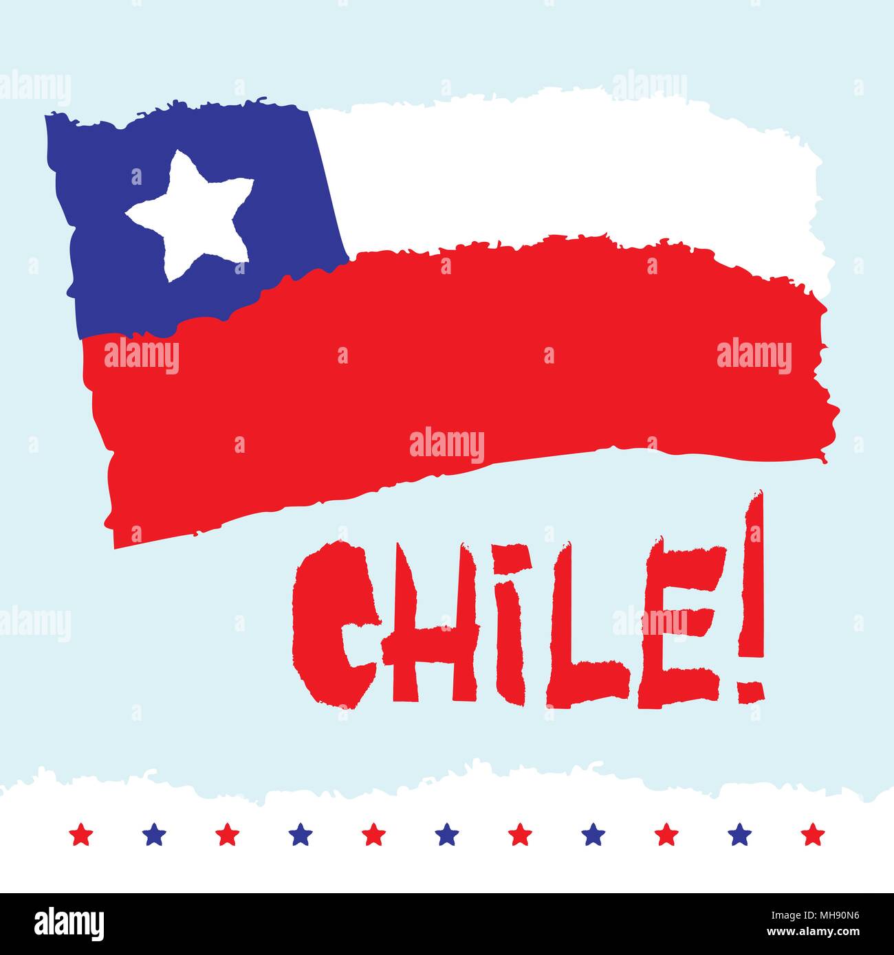 Flache Fiestas Patrias Design für Banner, Bekleidung drucken, Unabhängigkeit der Tag des Sieges Karte, Slogan Poster mit dem Text "Viva la Chile im nationalen Staat Stock Vektor