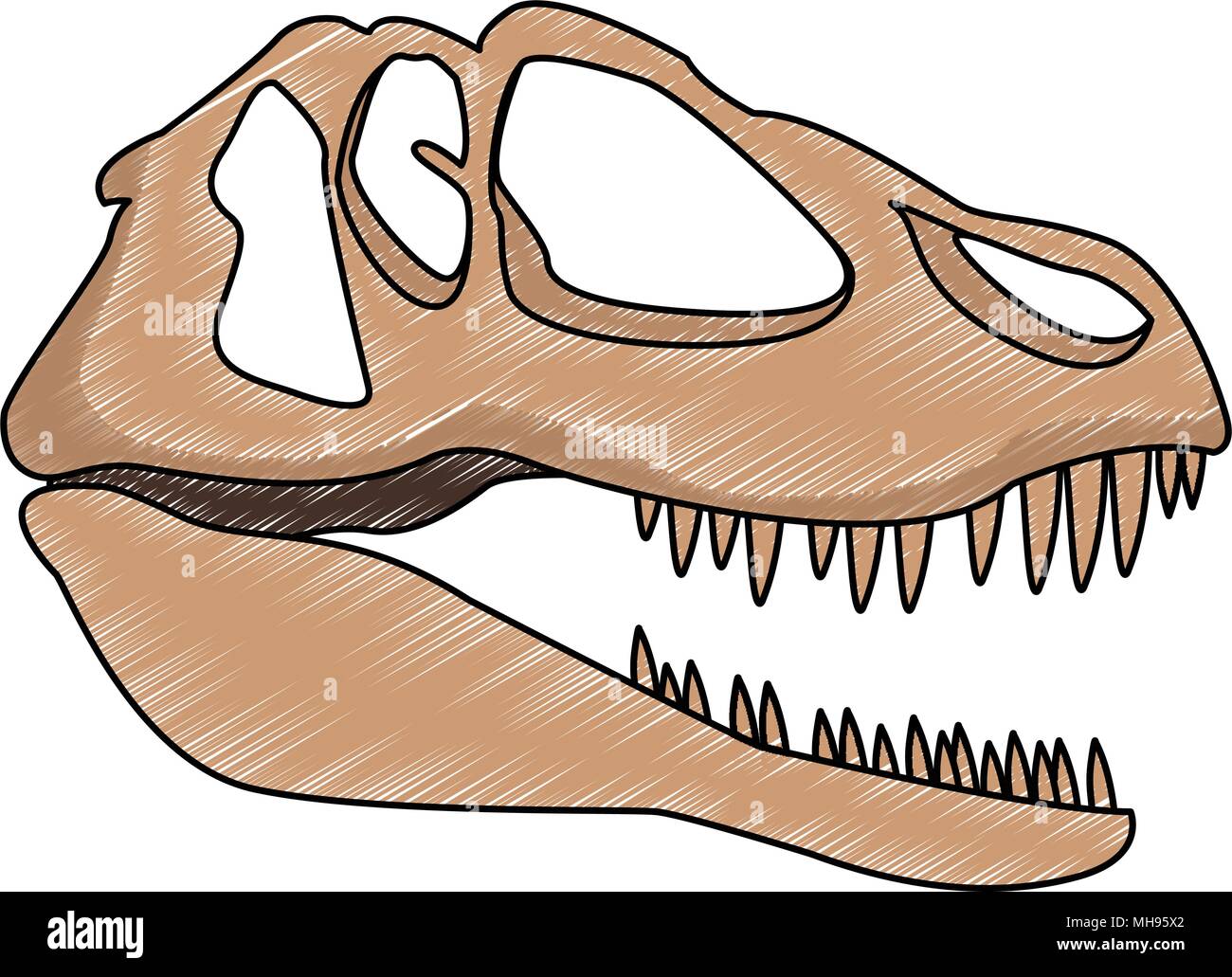 Dinosaurier Schädel isoliert scribble Stock Vektor