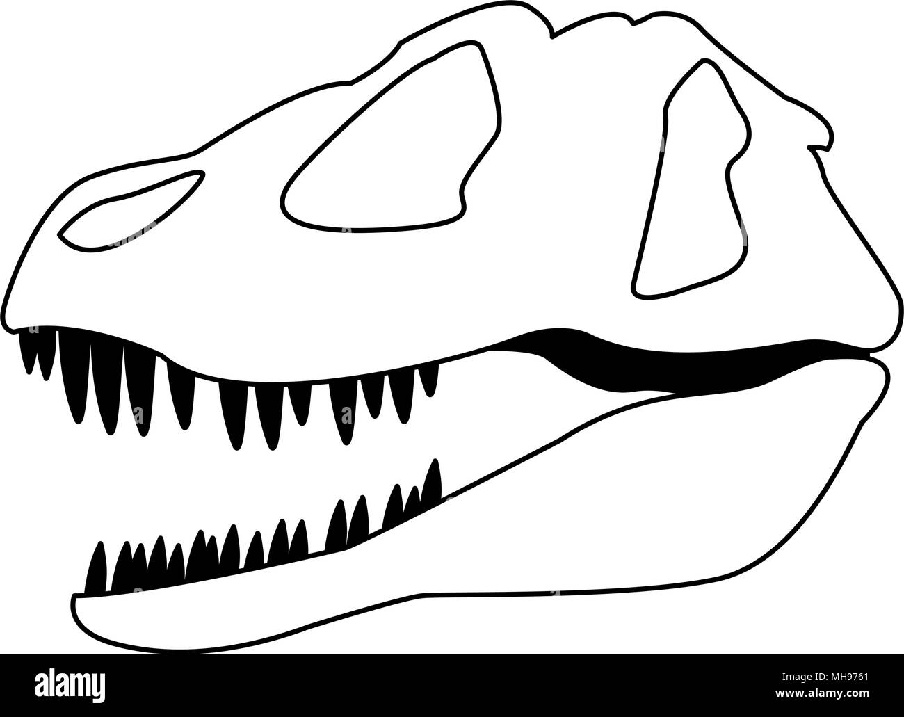 Dinosaurier Schädel auf die Farben Schwarz und Weiß isoliert Stock Vektor