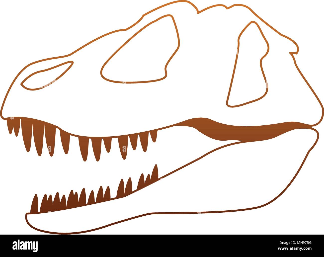 Dinosaurier Schädel auf orange Linien isoliert Stock Vektor