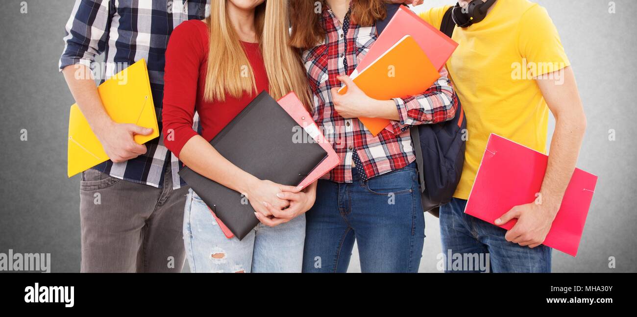 Gruppe von fröhlichen Studenten Stockfoto