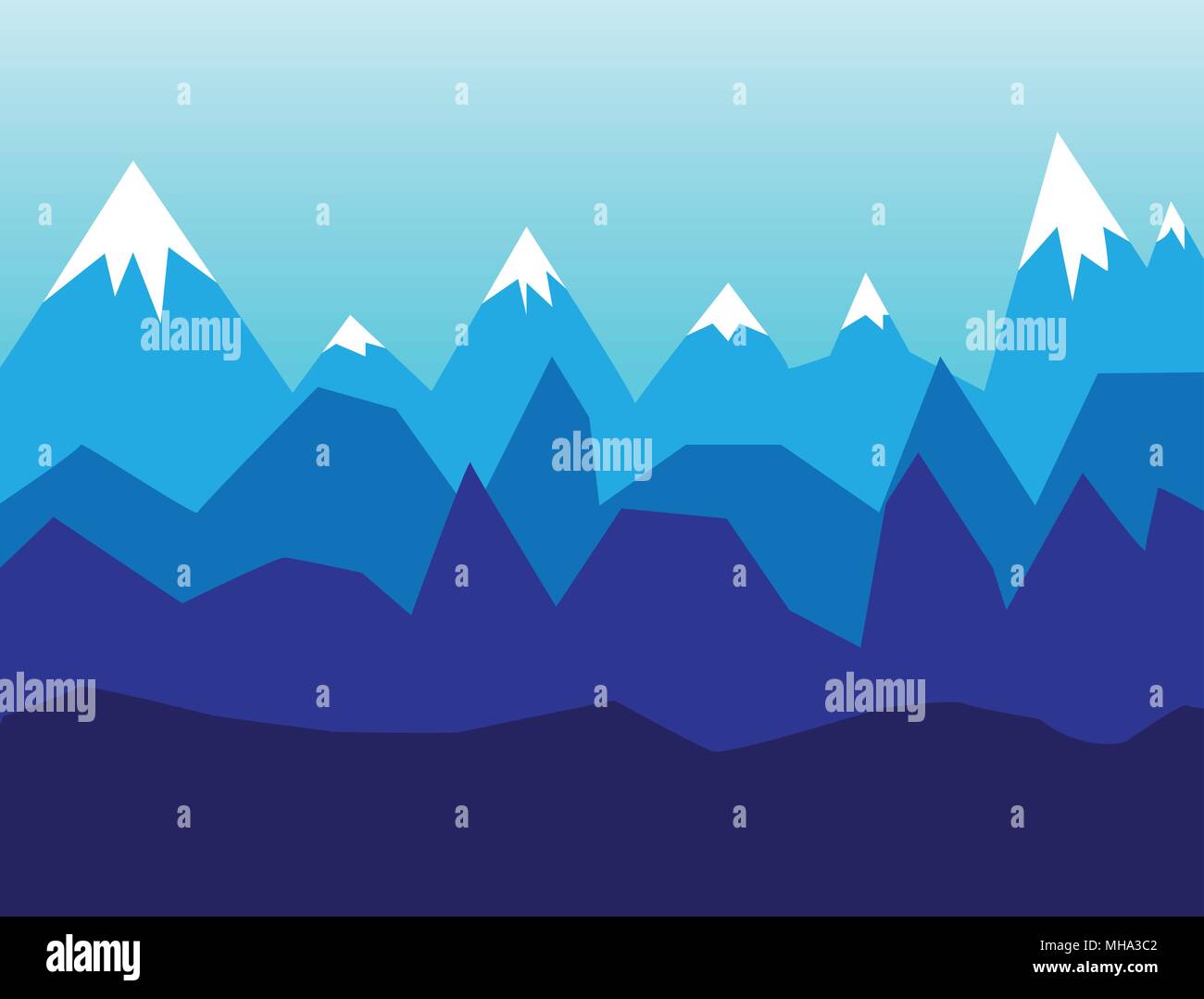 Schnee in den Bergen, im Winter Landschaft im flachen Design Vector Illustration Hintergrund. Stock Vektor