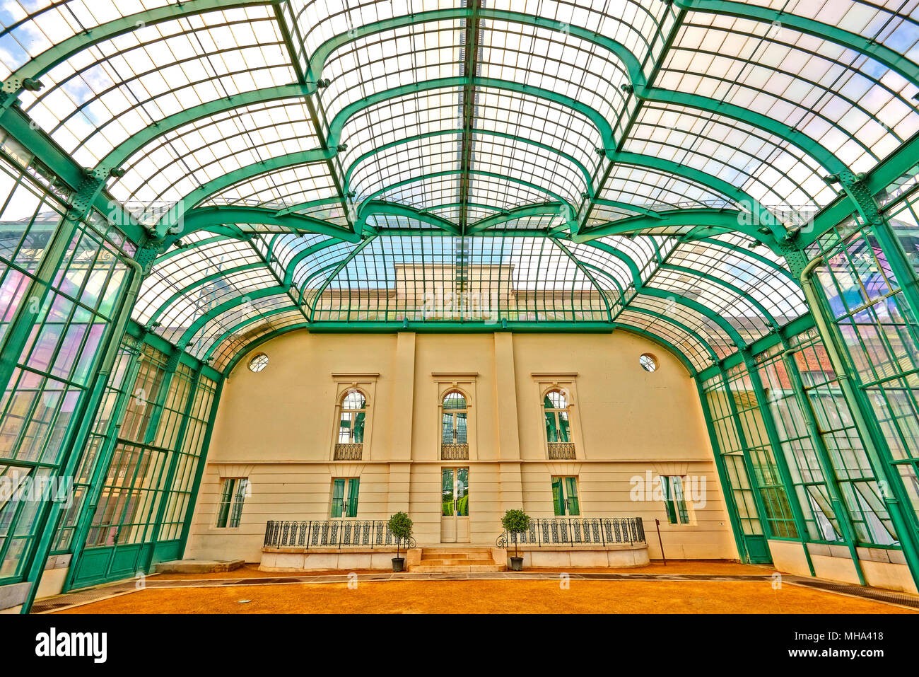 Die Königlichen Gewächshäuser von Laeken. Ein großer Komplex von monumentalen geheizte Gewächshäuser im Park des Königlichen Palast von Laeken im Norden von Brüssel. Ich Stockfoto