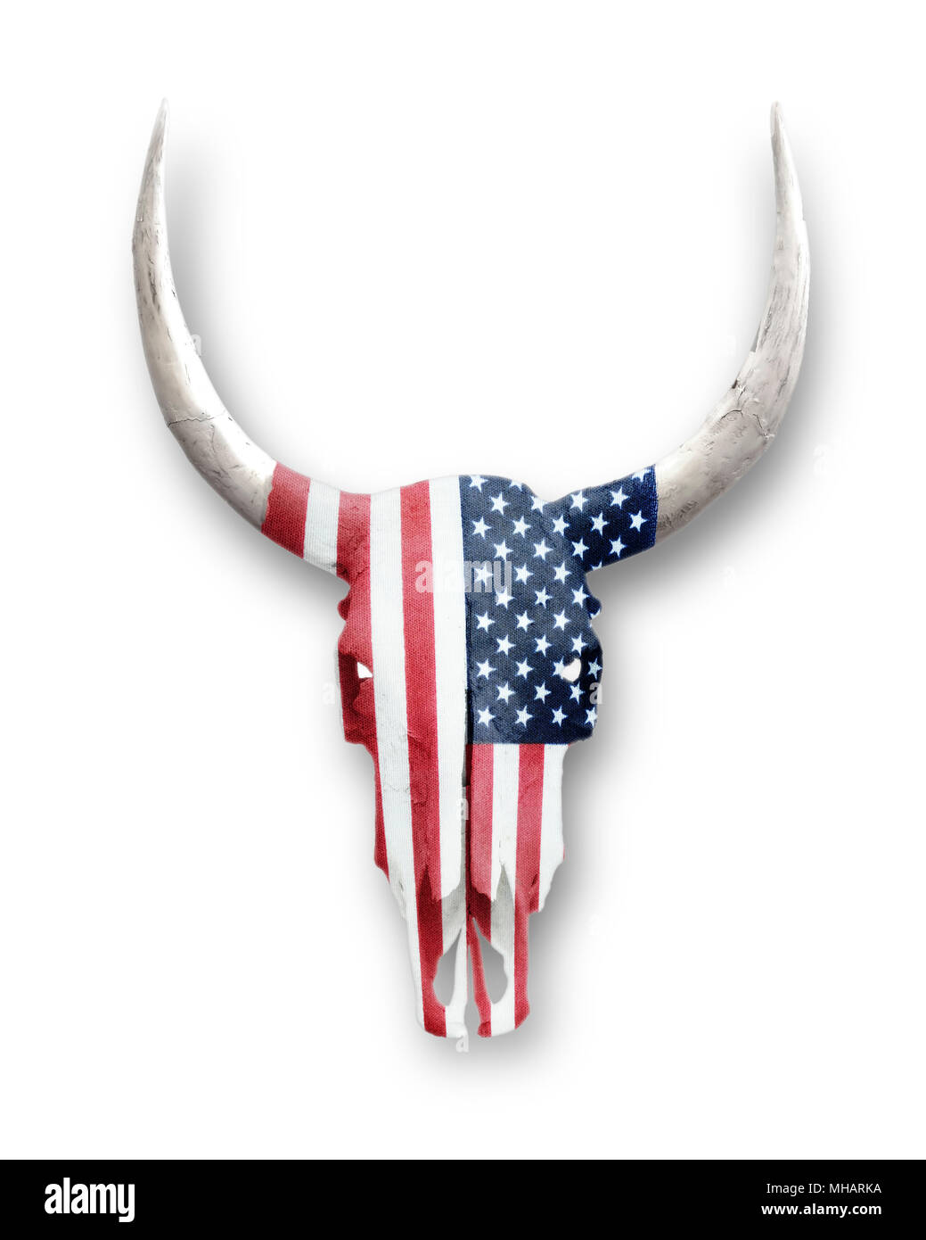 Kuh Schädel Silhouette auf weißem Hintergrund Stockfoto
