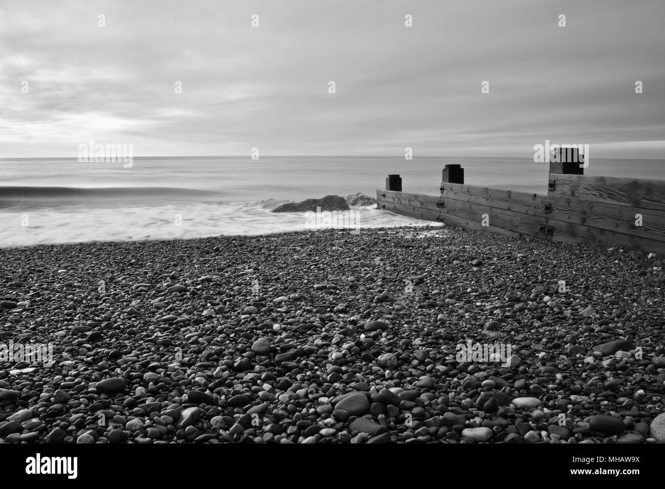 Cleveleys Strand lange Belichtung Meerblick Stockfoto