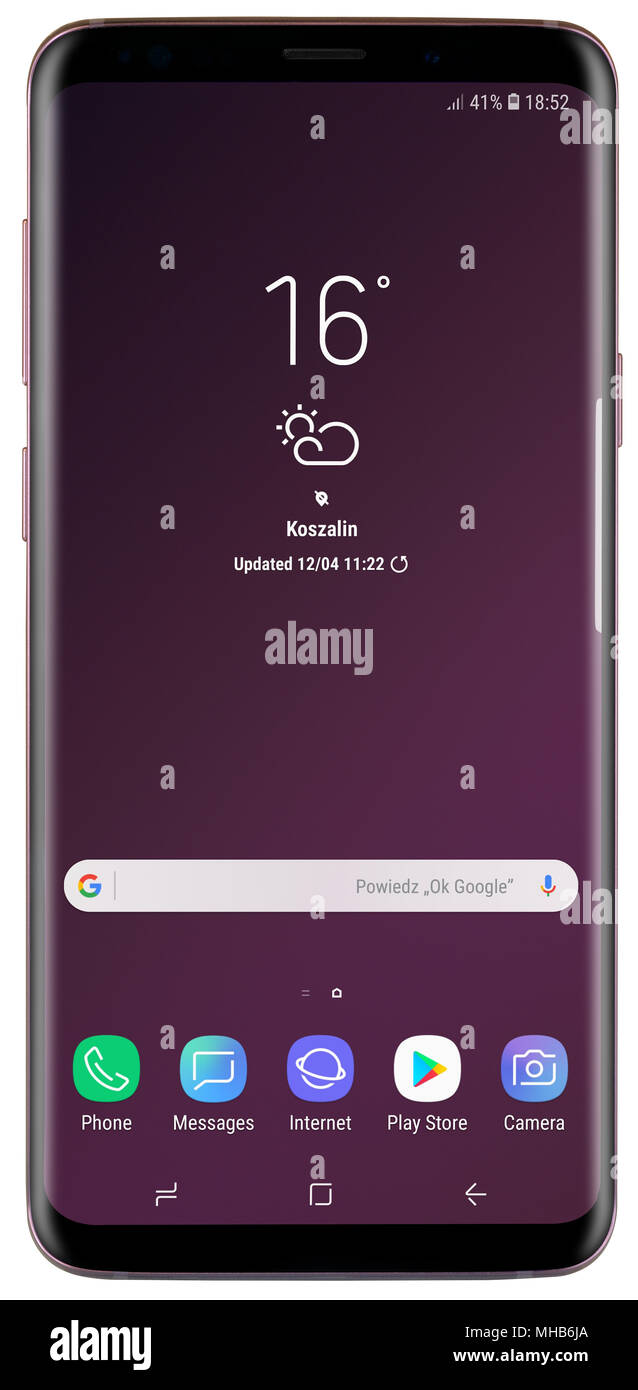Koszalin, Polen - 01. Mai 2018: Samsung Galaxy 9 Plus. Samsung 9 Plus sind die neue Generation Smartphones von Samsung. Stockfoto